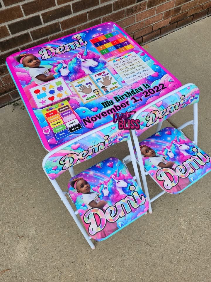 Custom Kids Learning Table and Chairs Personalized Educational Set