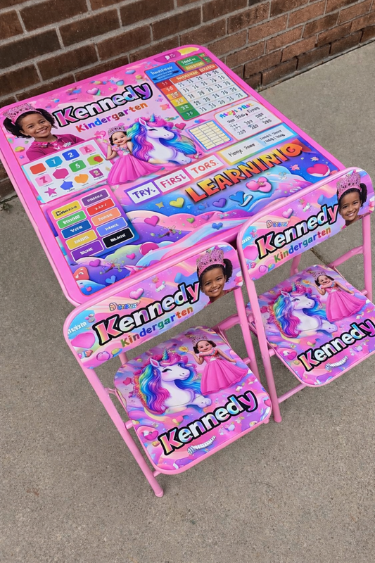 Custom Kids Learning Table and Chairs Personalized Educational Set